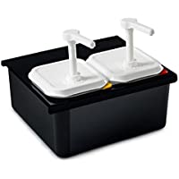 Araven - Set 2 dispensadores de salsas GN 1-6 y expositor negro